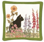 Alice's Cottage Cotton Scented Spiced Mug Mat Coaster Black Cat Garden - New. Fixed Price $6.00.