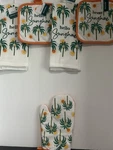 5 Pc. Kitchen Set 2 Towel Pot Holder & 1OVEN Mitt Hello Sunshine Palm Trees. Fixed Price $14.36.