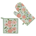 Boston International Cotton Oven Mitt & Pot Holder Kitchen Set, Peaches Gift. Fixed Price $32.99.