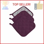 Dii Basic Terry Collection Quilted 100% Cotton, Potholder, Eggplant, 3 Piece. Fixed Price $18.07.