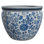 Display Stunning Blue & White Florals - 16 Porcelain Fishbowl Planter. Fixed Price $259.99.