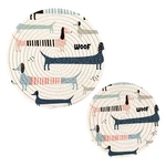 Kigai Cute Navy Blue Dachshund Pot Holders Trivets Set 2 Pcs,round 100% Cotton. Fixed Price $24.38.