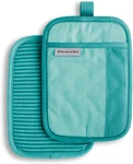 Kitchenaid Beacon Two-tone Non-slip Pot Holder Set, Aqua Sky, 7"X10", 2 Piece. Fixed Price $18.02.