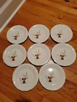 Vintage Homer Laughlin Homespun 7" Bread Plate Set 8 Pepper Coffee Grind Pot. Fixed Price $18.00.