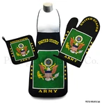 U.s. Army Emblem Kitchen & Bbq Set W/ Apron Oven Mitt Pot Holder United States. Fixed Price $22.79.