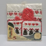 New Vtg Nos Country Treasures Christmas Kitchen Set Towels Oven Mitt Pot Holders. Fixed Price $10.00.