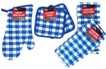 Home Collection Kitchen Towels, 2PK Pot Holders, Oven Mitt Set Of 5 Blue/white. Fixed Price $21.99.