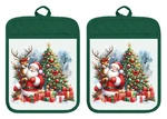 Pot Holders Oven Mitts Linen Towel Christmas Santa Reindeer Tree Gift XDZ022DPH. Fixed Price $16.99.