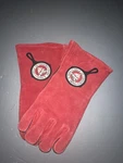 Lodge Outdoors Cast Iron Heavy Duty Red Brushed Leather Gloves. Fixed Price $45.00.