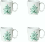 Vietri Lastra Holiday Mug Set Of 4 White Italian Stoneware Winter Christmas. Fixed Price $164.50.