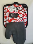 Disney Kitchenware 2-PIECE Oven Mitt + Pot Holder Set Black Red Mickey Mouse. Fixed Price $11.07.
