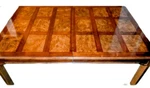 Drexel Heritage Mid-century Oak & Burl Solid Wood Extendable Dining Table. Fixed Price $1800.00.