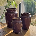 3 X Various Sized Stoneware Vintage Pots Farmhouse Kitchen Victorian Home Cor. Fixed Price $15.66.