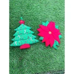 Vintage Hallie Mary Christmas Pot Holders Tree Poinsettia Embroidered 2. Fixed Price $8.44.