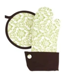 Grandway Oven Mitt Glove Set Includes Hot Pot Holder Green. Fixed Price $18.99.