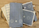 5 Piece Christmas Set Mitt Towels Pot Holder Blue Snowflakes Plaid Waffle New. Fixed Price $18.00.