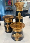 Gorgeous Midwood Brands Ceramic Candle Holder Set 3-PCS Black Fleur Paris. Fixed Price $25.00.