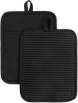 Kitchenaid Ribbed Soft Silicone Pot Holder 2-PACK Set, Matte Black, 7"X9". Fixed Price $8.50.