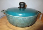 Vintage Imusa Rare Blue Columbian Cast Aluminum Natural Dutch Oven Set 11 8.5". Fixed Price $20.55.