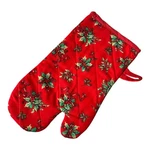 Vtg Christmas Poinsettia Oven Mitt 12" Red Kitschy Quilted Traditional Holiday. Fixed Price $6.80.