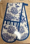Michel Design Works Double Oven Glove Blue And White Birds Butterflies. Fixed Price $29.99.