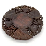 Hand Carved Wooden Trivet With Grape Leaf Design India. Fixed Price $19.75.
