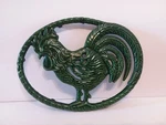 Green Rooster Cast Iron Trivet 8" X 10.75" - Home Essentials A4. Fixed Price $14.98.
