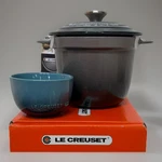Le Creuset 18CM Flint Oyster Rice Pot With Inner Lid & Box + Marine Bowl. Fixed Price $195.00.