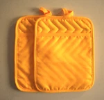 2 Pack 7" X 9" Amber Yellow Pocket Pot Holders Hot Pads Quilted Back Great Gift. Fixed Price $12.95.