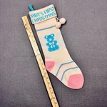 Vtg Babys First Christmas Knit Stocking Bear Unisex Boy Girl Blue Pink White. Fixed Price $24.99.