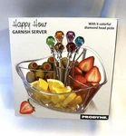 Prodyne GS-7-C Happy Hour Garnish Server W/6 Colorful Diamond Head Picks, New. Fixed Price $15.00.