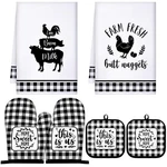 6 Pcs Farmhouse Marble Dish Towels Pot Holders And Oven Mitts Sets Pink White.... Fixed Price $19.85.