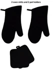 (new) 4 Pc. Oven Mitts And Pot Holders Heavy Duty Cooking Gloves Kitchen Grill. Fixed Price $15.95.