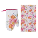 Of 2 Transpac Cotton Oranges Floral Mitt And Tea Towel Set, 10". Fixed Price $15.99.