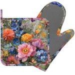 Wild Blooming Flowers Oven Mitts And Pot Holders Sets Butterflies Silicone Ki.... Fixed Price $19.43.