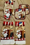Chef Themed Coffee Break Choice Potholders, Oven Mitt, Towels Or All. Fixed Price $6.00.