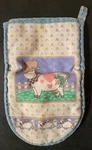 Vtg 80S Blue/white Cow Sheep Farm Heart Floral Quilted Cute Kitsch Oven Mitt. Fixed Price $11.99.