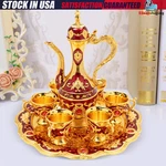 Vintage Metal Turkish Coffee Pot Set Tea With 6 Luxury Cups. Fixed Price $40.57.