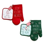 Rae Dunn Christmas Oven Mitt Pot Holder Set. Fixed Price $26.95.