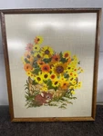 Vintage Hand Embroidery Crewel Picture Wal Art Bunny Rabbit Baby Decor Happy Mcm. Fixed Price $65.00.