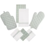 8 Pack Cotton Kitchen Towels, Dishcloths, Oven Mitts And Pot Holders Set In Sage. Fixed Price $14.50.