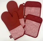 Red Oven Mitts And Potholders 4PC Heat Resistant Silicone Kitchen Set. Fixed Price $22.99.