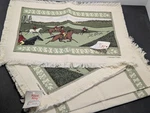 Vtg. Hunting Scene 2 Placemats Napkins Royal King Stevens Linen Usa Nos. Fixed Price $35.00.