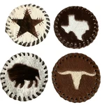 Real Cowhide Coaster Texas Map Assorted - Set Of 4 Buffalo Star Long Horn. Fixed Price $15.00.
