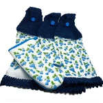 Blueberry Fruit Hanging Kitchen Towel 4 Pc Set Crochet Oven Mitt. Fixed Price $15.74.