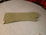 Winco Flame Retardant 24" Cross Sewn Tan Green Oven Mitt. Fixed Price $13.25.