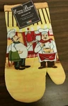 Printed Fabric Kitchen Jumbo Oven Mitt, 13" 2 Fat Chefs With Brown Back By Hd. Fixed Price $8.99.