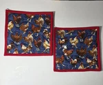 Roosters All Over Pattern POTHOLDER-9 X 9"-SET Of 2 Handmade-pizazz Creations. Fixed Price $14.00.