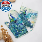Trejuky Peacocks And Flowers Oven Mitts Pot Holders Set Heat Resistant. Fixed Price $36.39.
