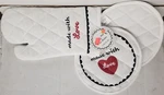 3 Pc Cotton Kitchen Set: 2 Round Pot Holder (8") & 1 Oven Mitt, Made With Love. Fixed Price $13.99.